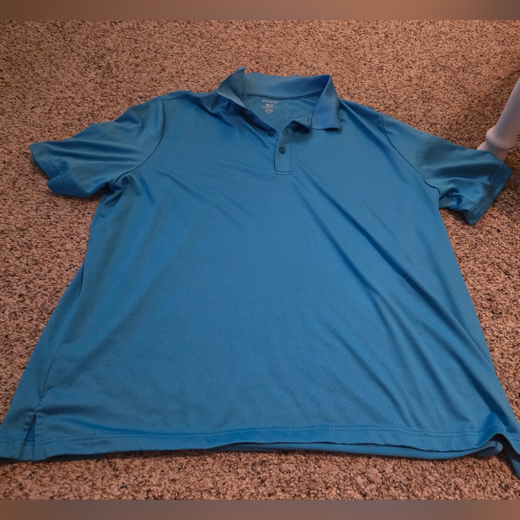 George Brand 2xl Blue 3 Button Polo Shirt 5052